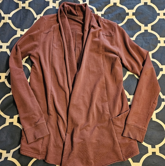 Manduka open front burgundy yoga cardigan size medium - Picture 2 of 3